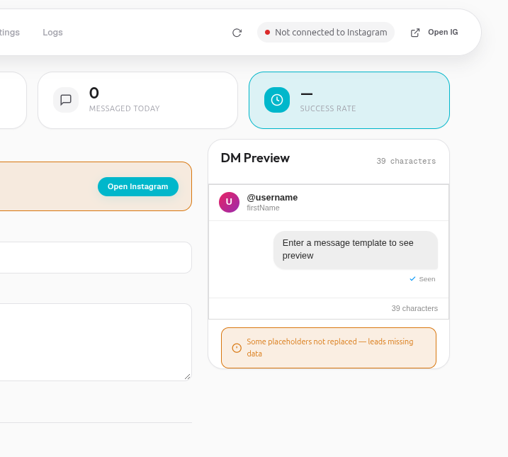Ledger campaign workflow from lead list to Instagram and results